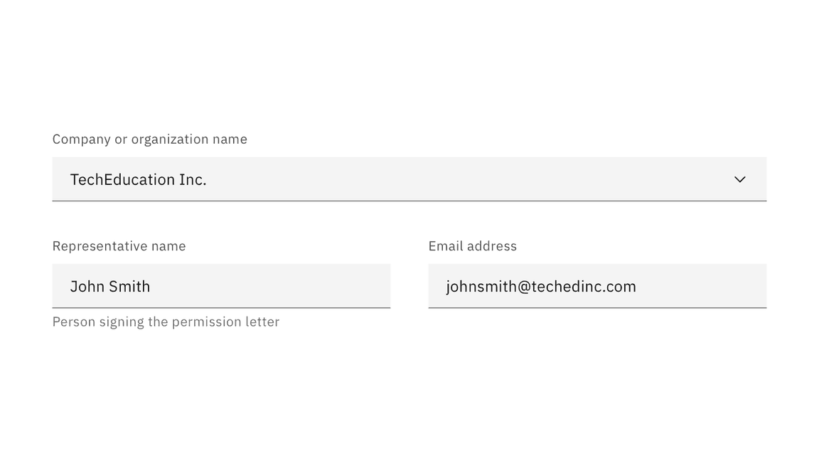 Example of input field alignment